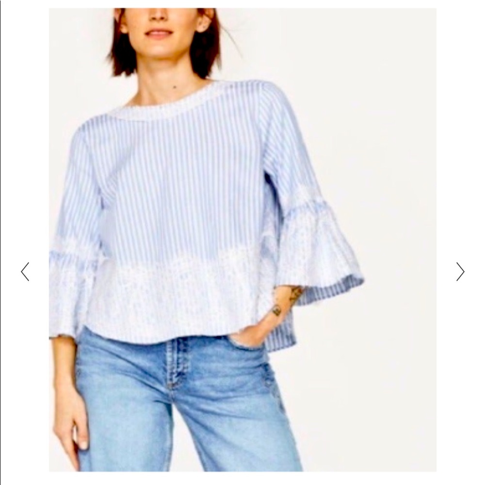 Long sleeve stripped lace top